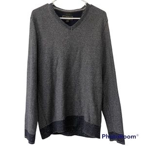 Jos A Bank Reserve Italian Yarn Sweater V Neck Size M Wool Cashmere Blue